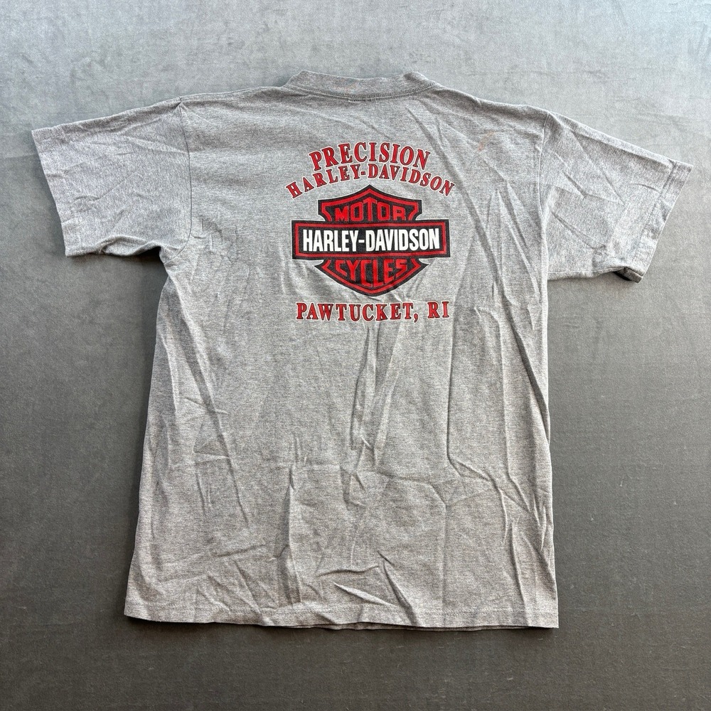 Harley-Davidson Precision Pawtucket RI Pocket T Shirt Gray Y2K Men's Large